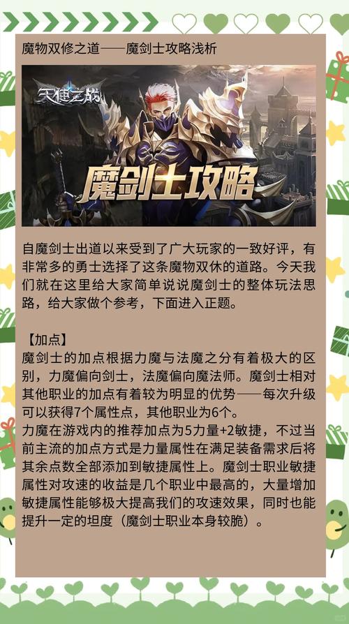 龙斗士魔剑士属性点分配要点及技能分类详细解析