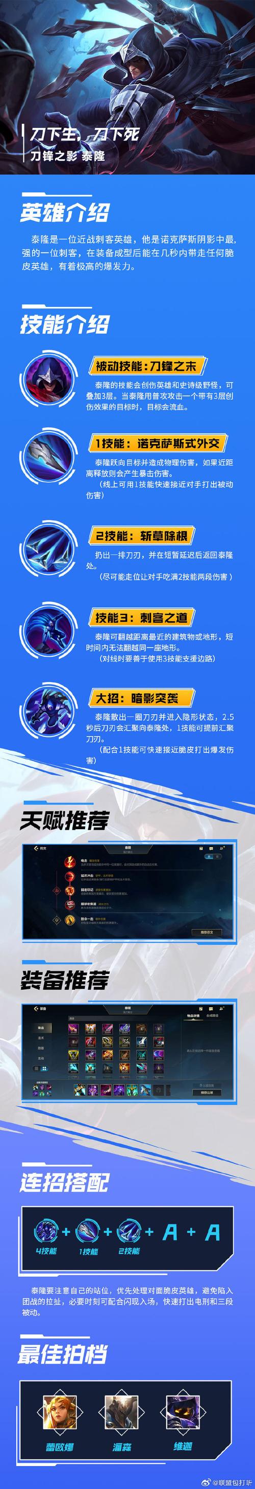 英雄联盟刀锋之影泰隆全方位解析：英雄背景与技能特点